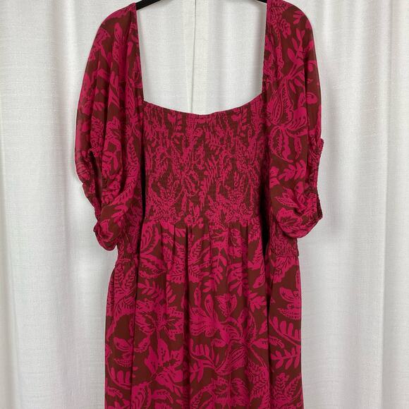 Torrid Pink Smocked Bodice A Line Tea Length Dress Sz.4 NWT - Picture 13 of 16